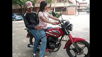 Father helps his neighbor learn to rail a motorcycle, but things get super-fucking-hot when she sits on his lap